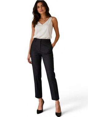 Theory Luxe Executive 2 Black Wool Blend Ankle Pants Size 42 Tailored Trousers
